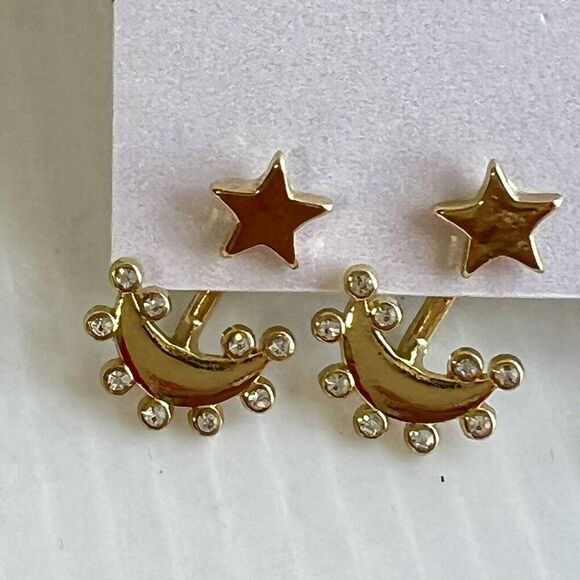 BAUBLEBAR Cosmic Couple Earring Set Of 2 Moon & Stars - Picture 2 of 5